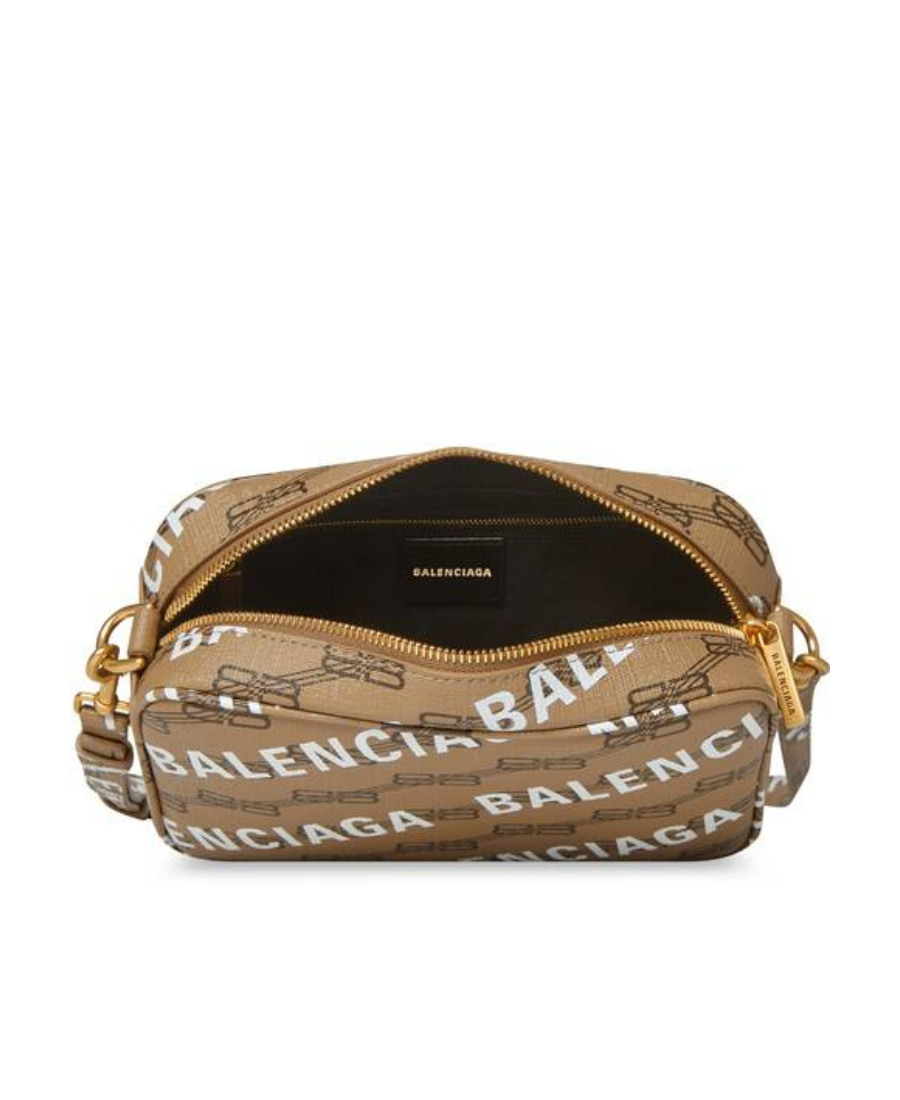 Balenciaga Logo-print Camera Bag In Brown