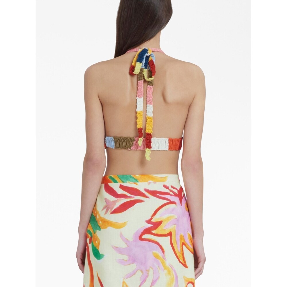 Marni Patch Cotton Bra-top In Multicolor