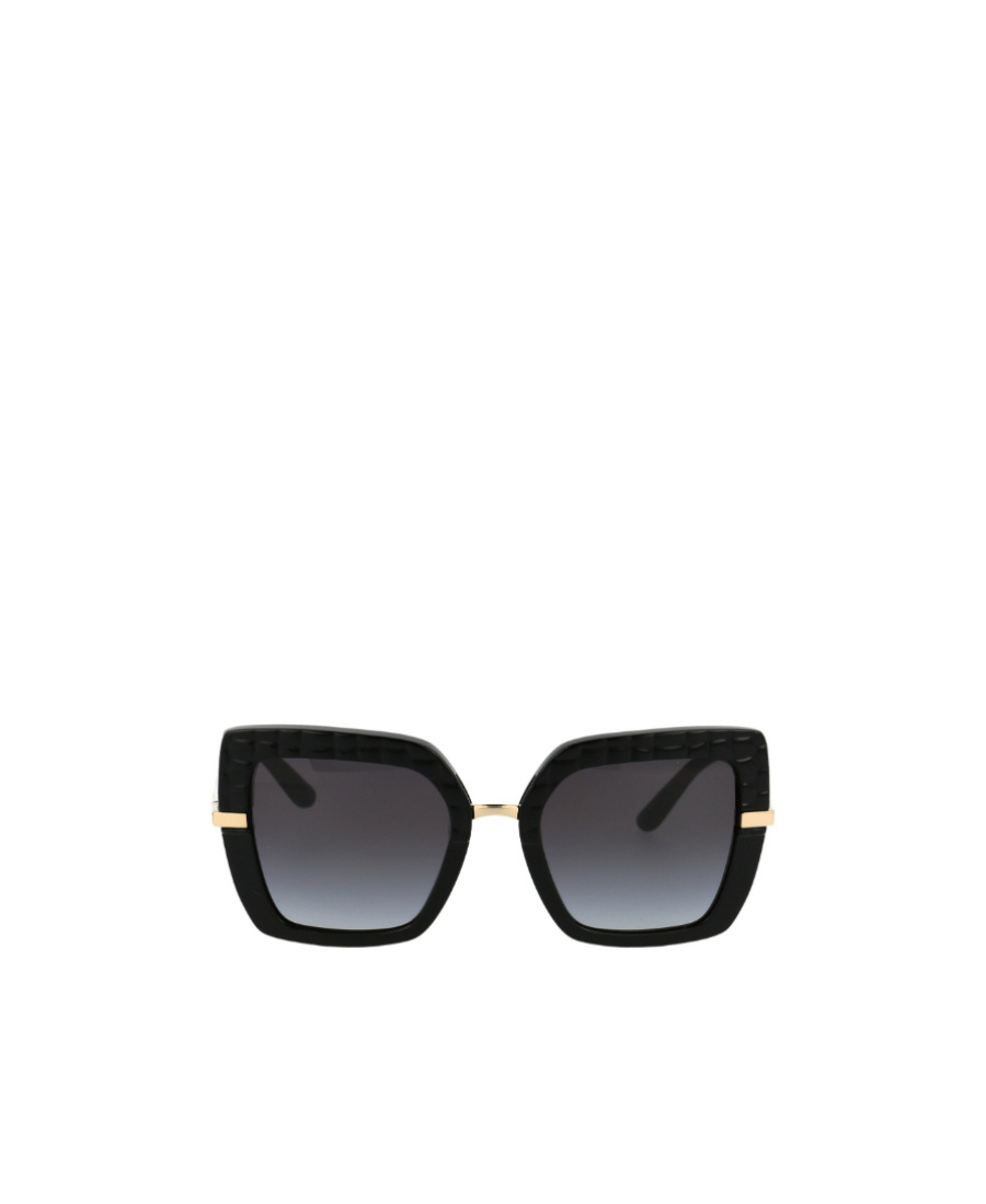 Dolce & Gabbana Half Print Oversize-frame Sunglasses In Black