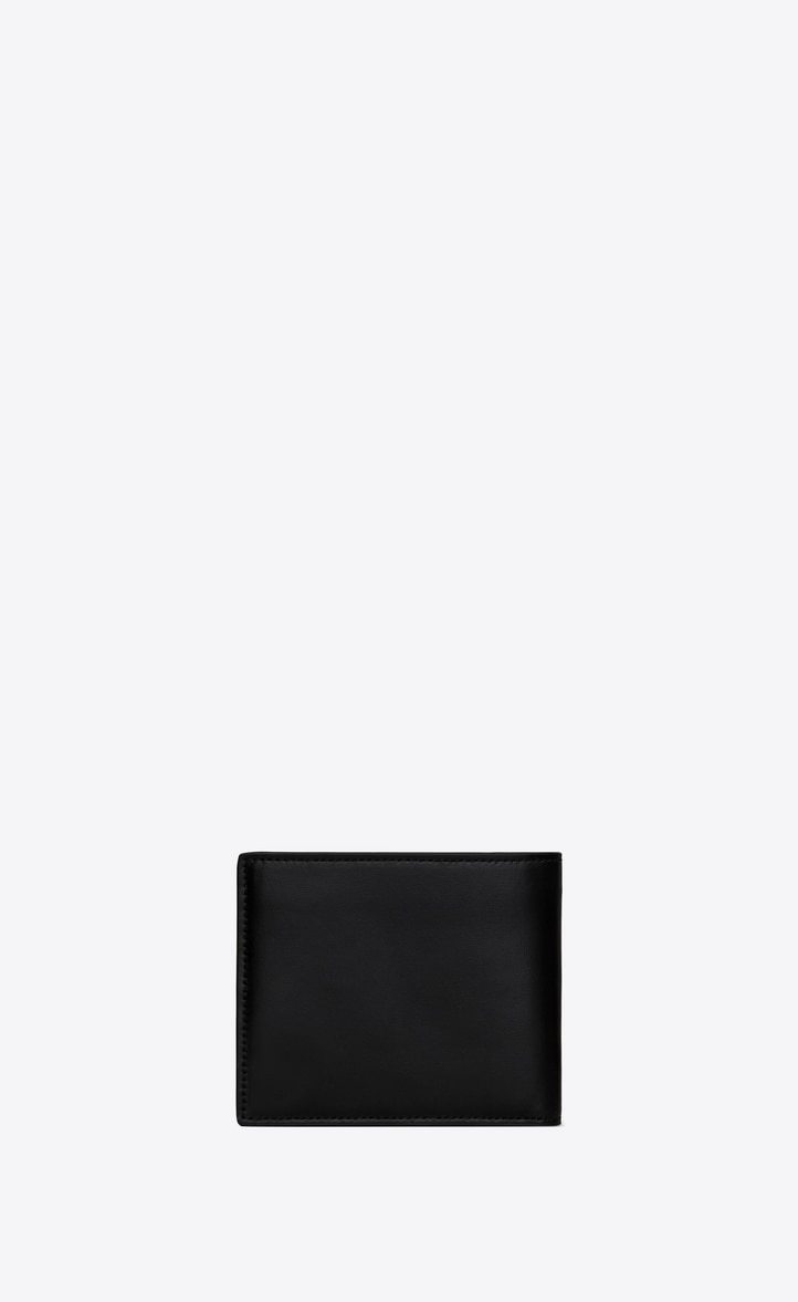 Saint Laurent Logo Plaque Bi-fold Wallet In Black