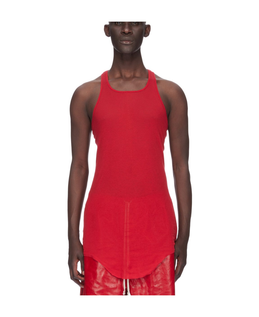 Rick Owens Longline Cotton Tank Top In Red