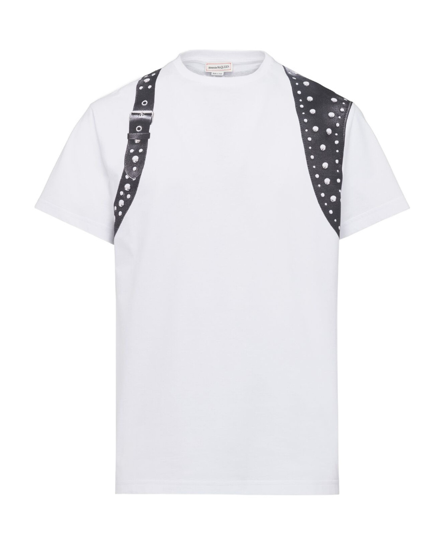 Alexander Mcqueen Harness T-shirt In White And Black In White