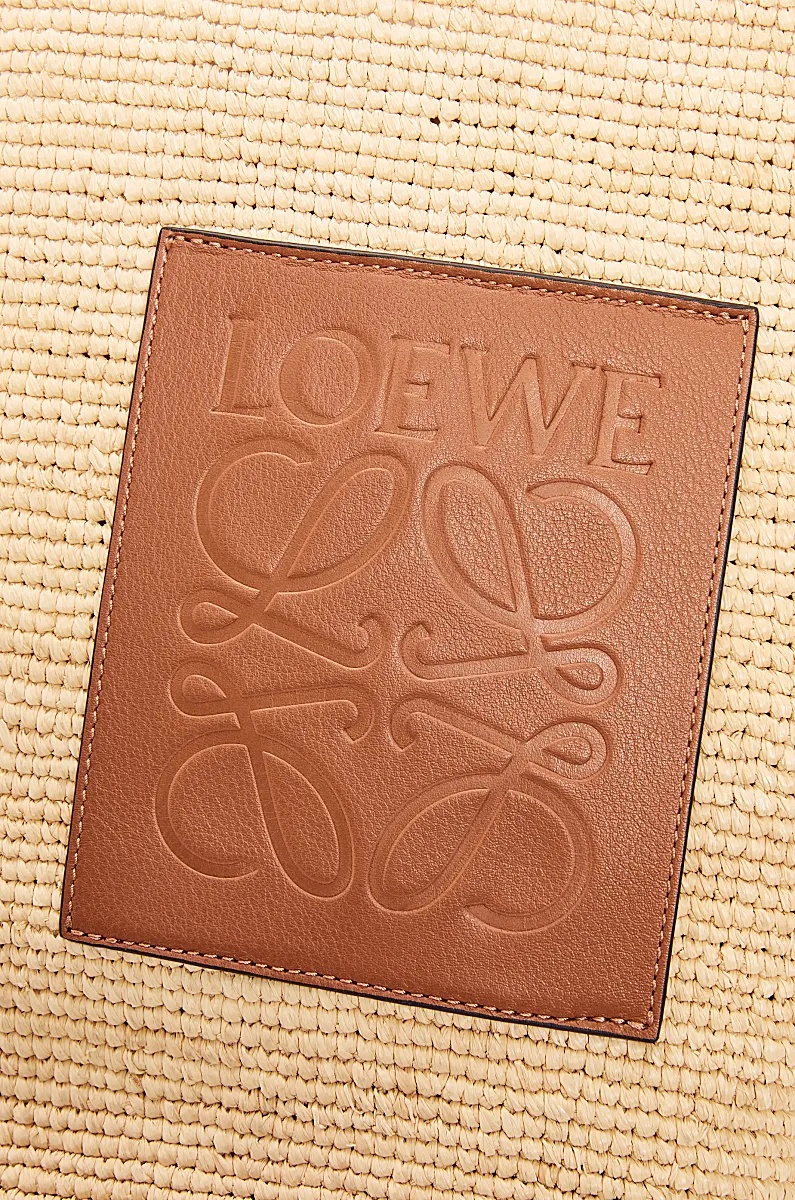 Loewe Slit Large Leather-trimmed Raffia Tote Bag In Nude