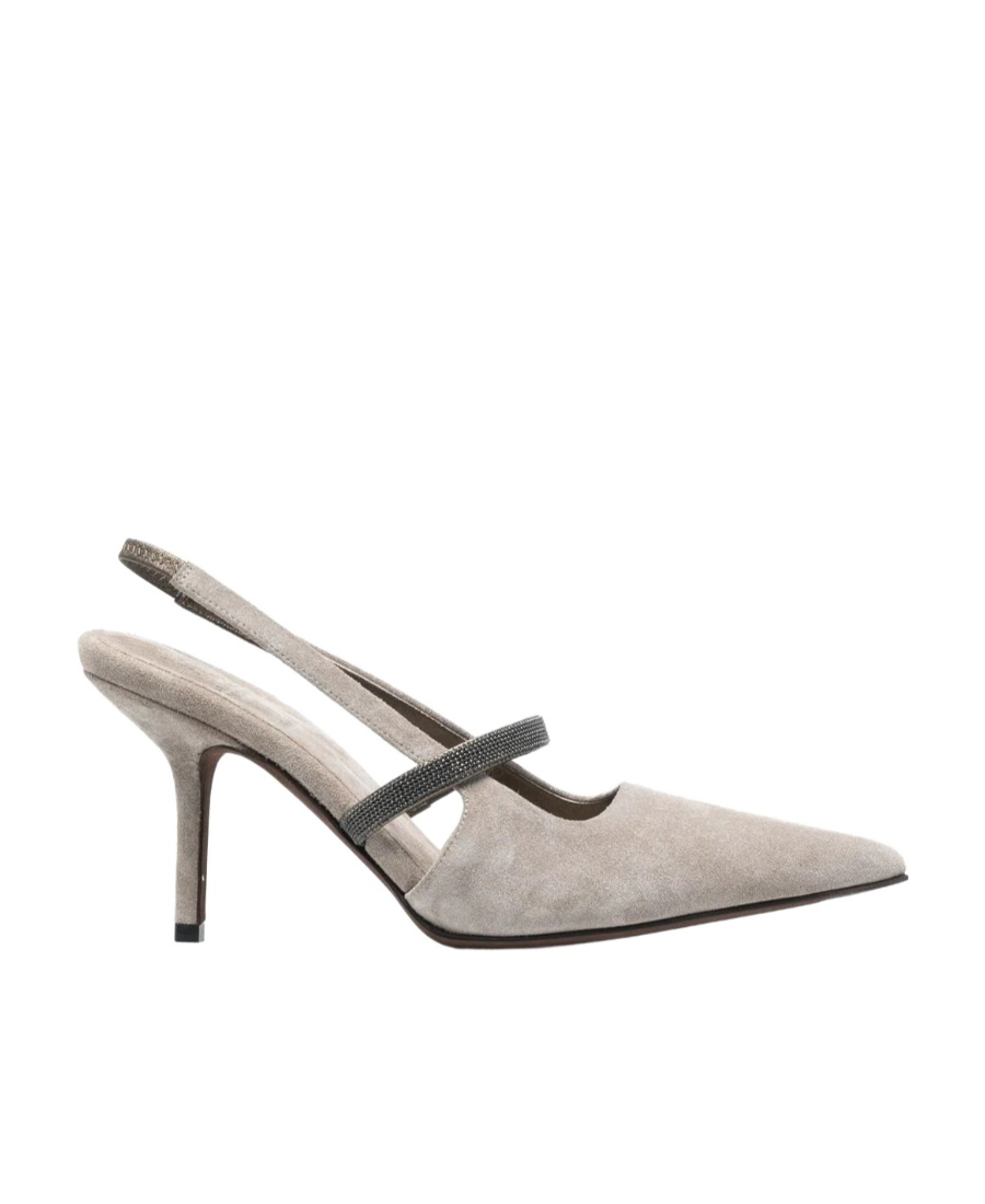 Brunello Cucinelli Pointed Toe Slingback Pumps In Nude