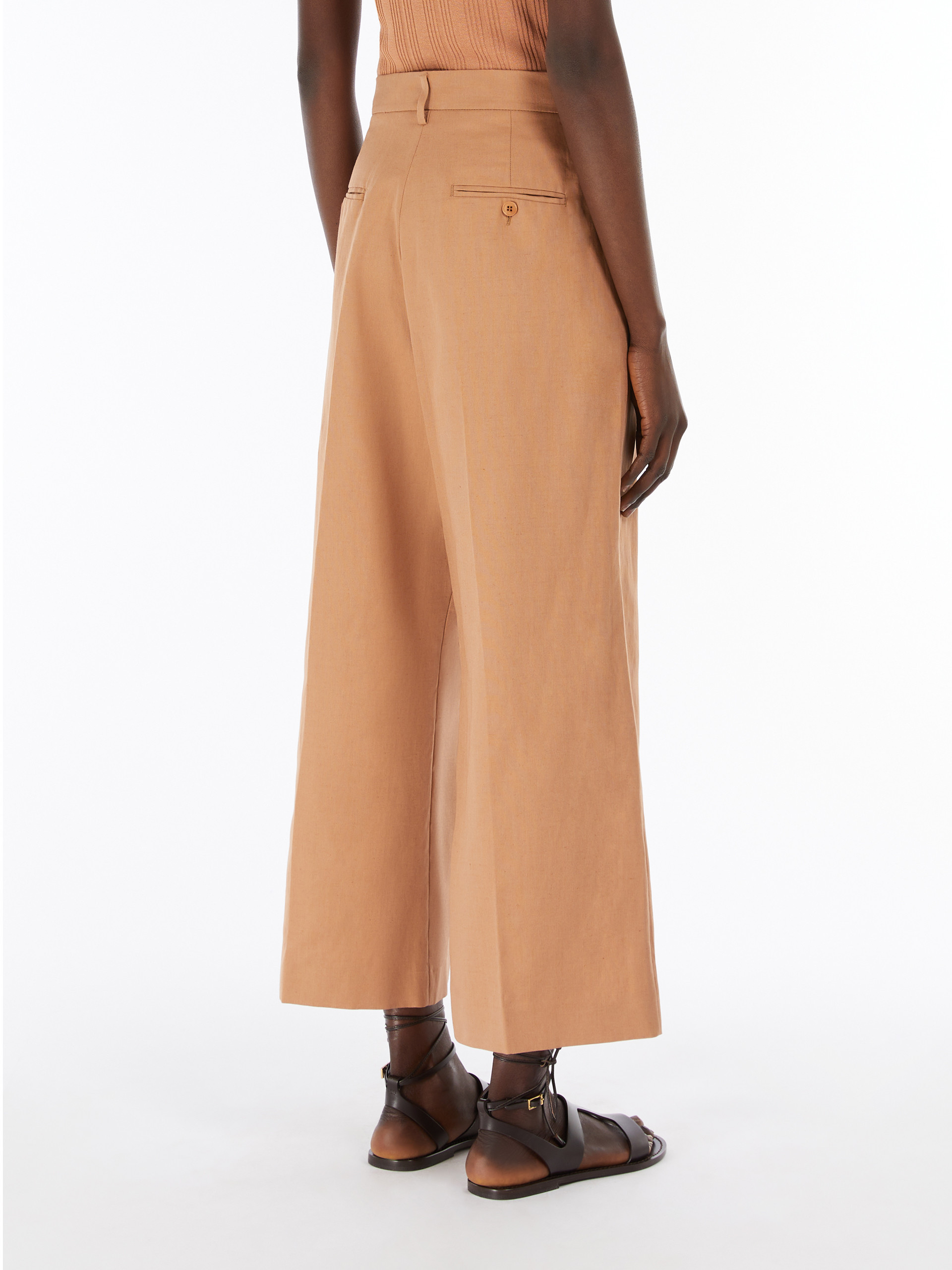 Weekend Max Mara Cotton And Linen Canvas Pants In Nude