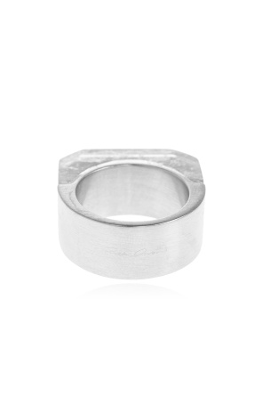 Rick Owens Hollywood Double Crystal Ring In Silver