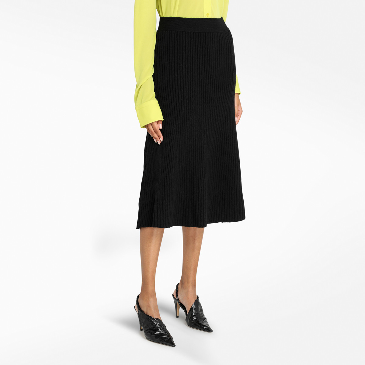 Shop Bottega Veneta Ribbed A-line Skirt In Black