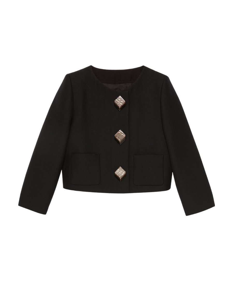 Gucci Giacca Cropped Geometric-button Jacket In Black