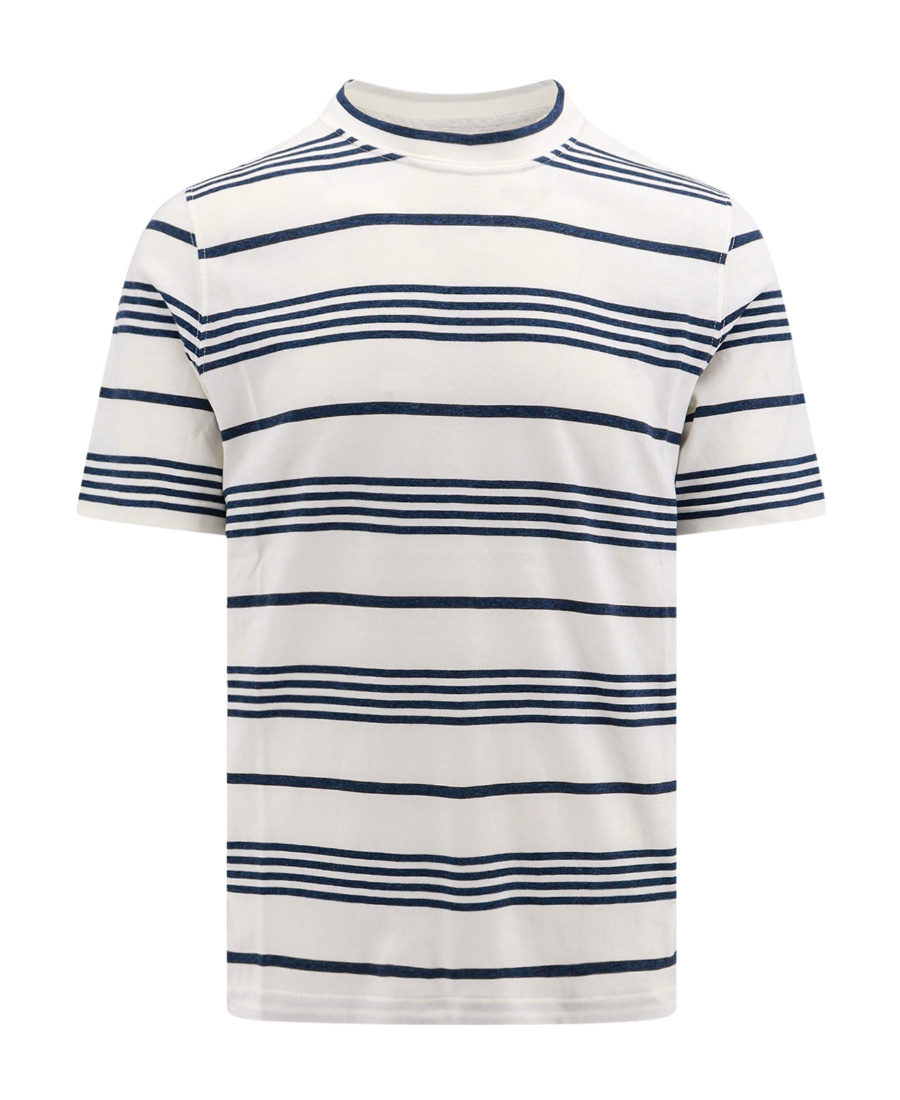 Brunello Cucinelli Striped Crewneck T-shirt In White