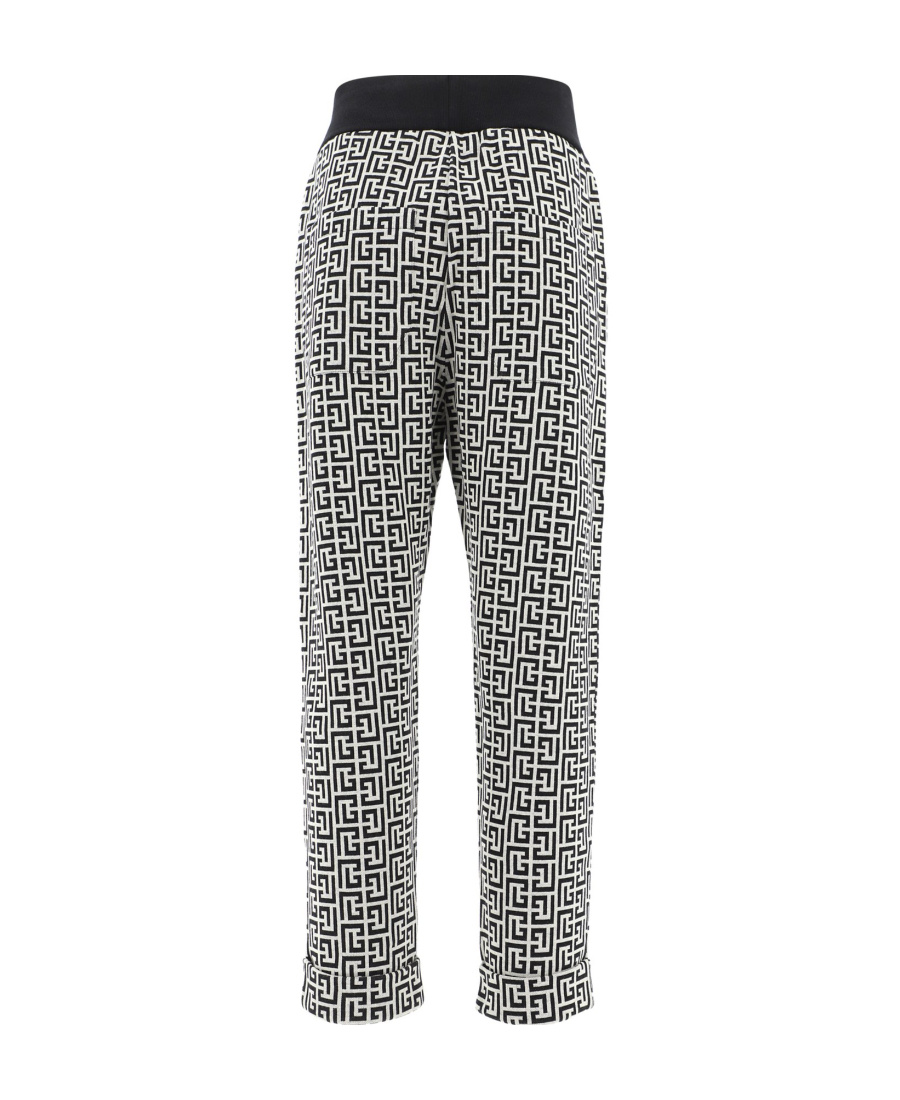 BALMAIN BICOLOR KNIT BOYFRIEND CUT SWEATPANTS WITH BALMAIN MONOGRAM
