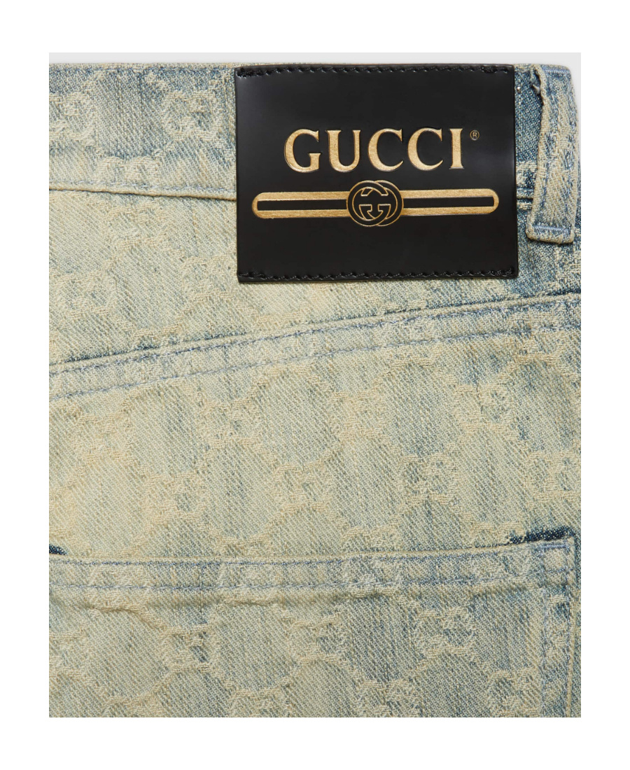 GUCCI GG JACQUARD DENIM STRAIGHT-LEG JEANS