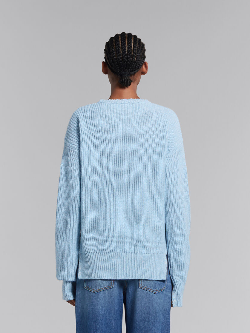 Marni Logo-embroidered Virgin Wool Jumper In Blue