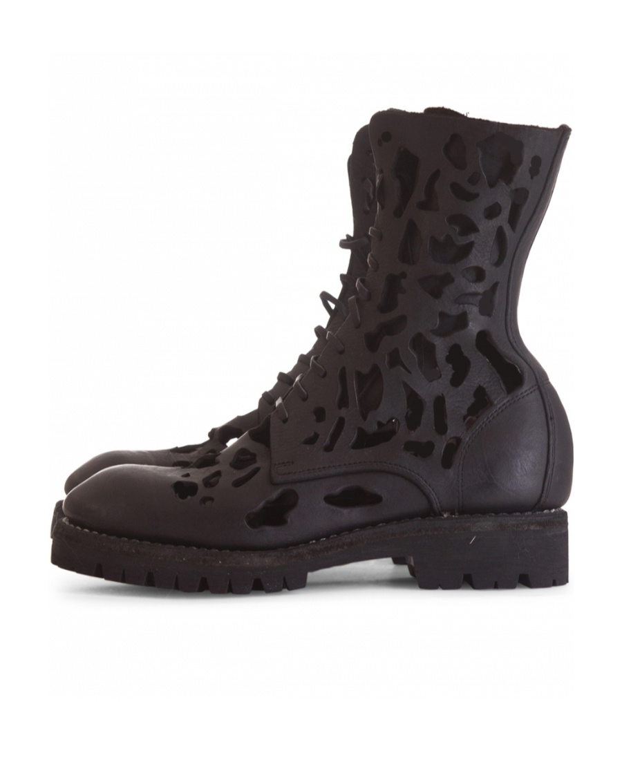 Guidi Hollow-out Short Boots In Black