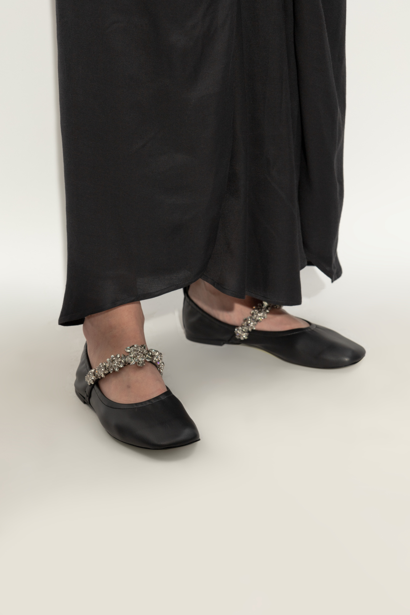 Stella Mccartney Elsa Crystal Flowers Ballet Flat In Black