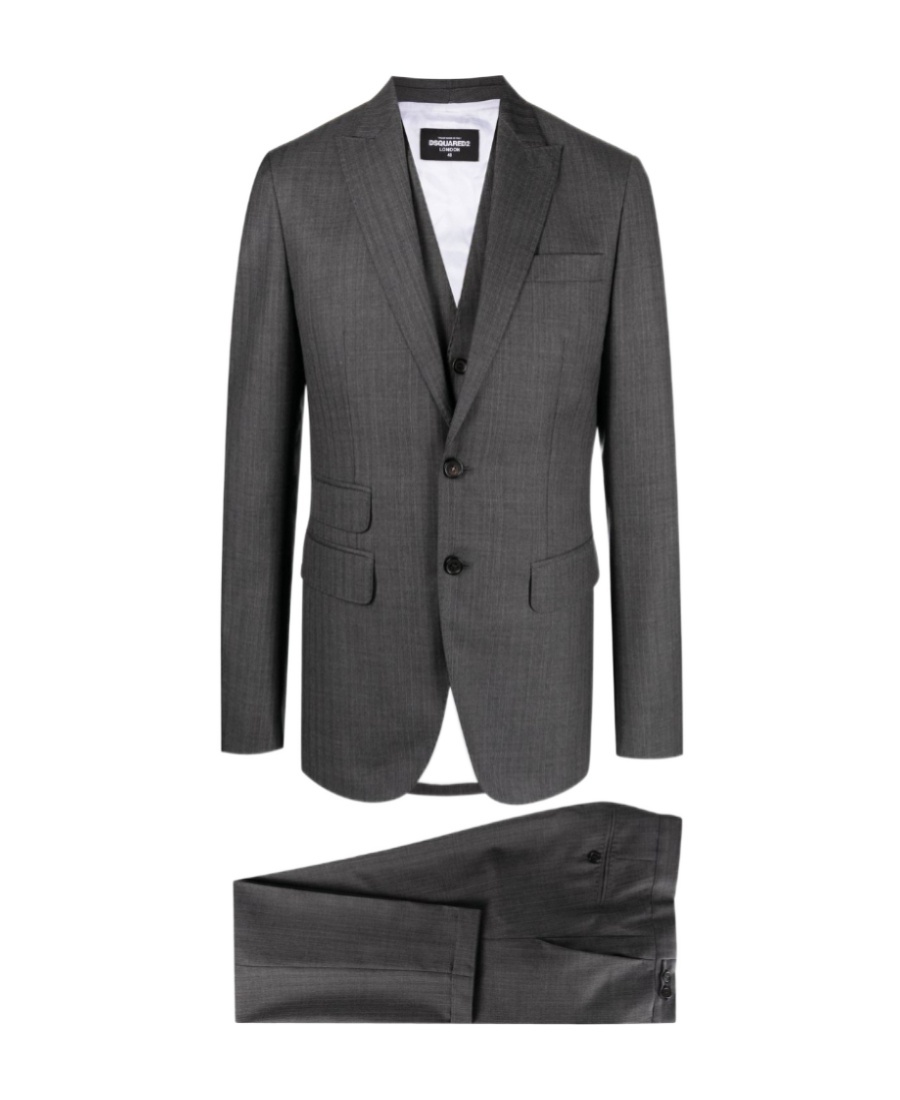 Dsquared2 Single-breasted Three-piece Suit In Gray