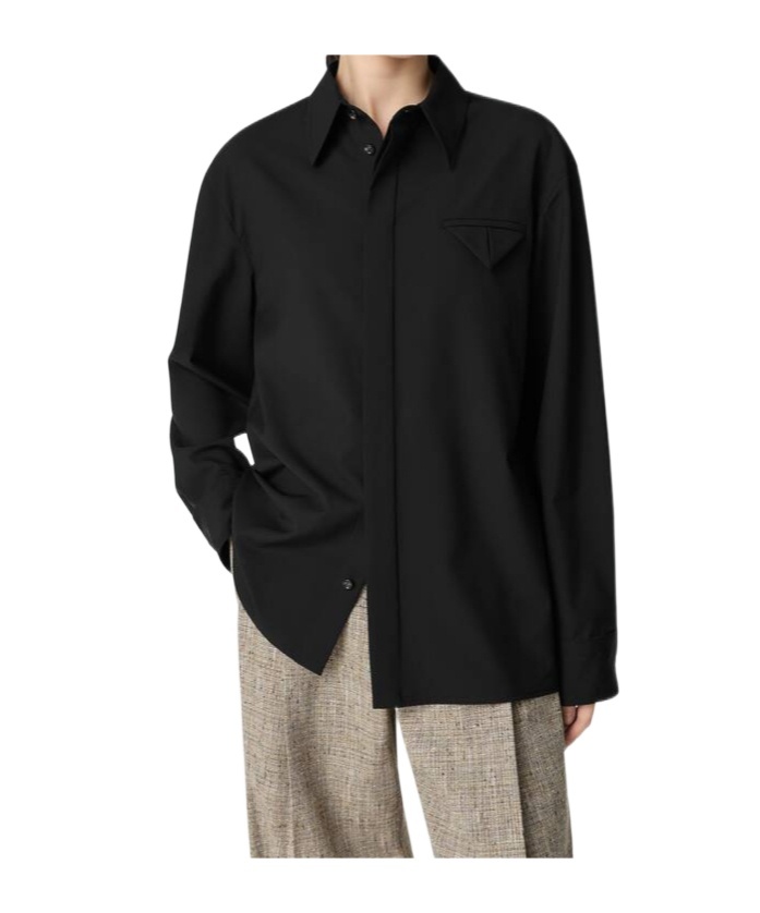 Bottega Veneta Chemise En Laine Fine In Black