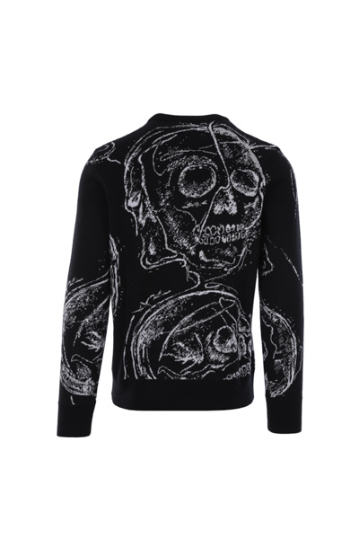 Alexander Mcqueen Skull-print Knitted Jumper In Black