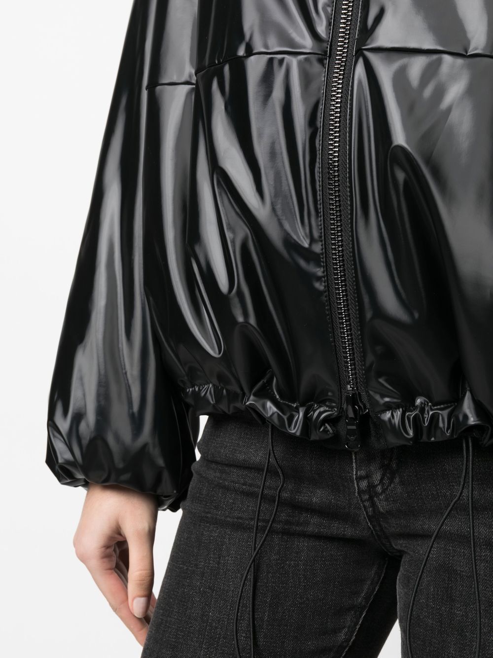 Shop Emporio Armani Boxy Faux-leather Jacket In Black