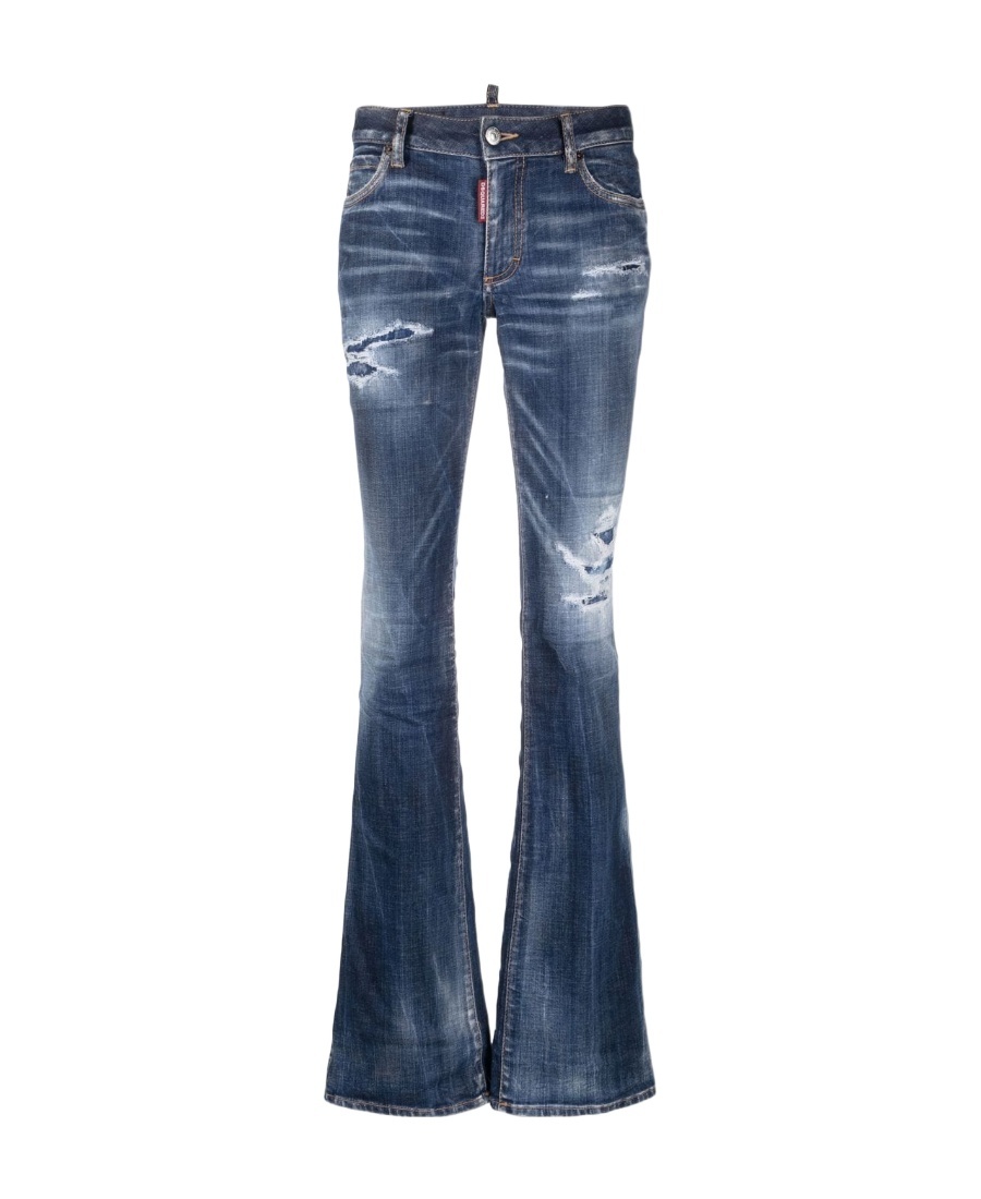 Dsquared2 Distressed Flared Jeans In Blue