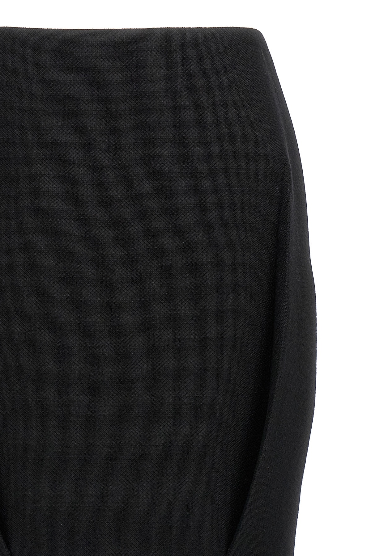 Prada Mermaid Wool Midi Skirt In Black