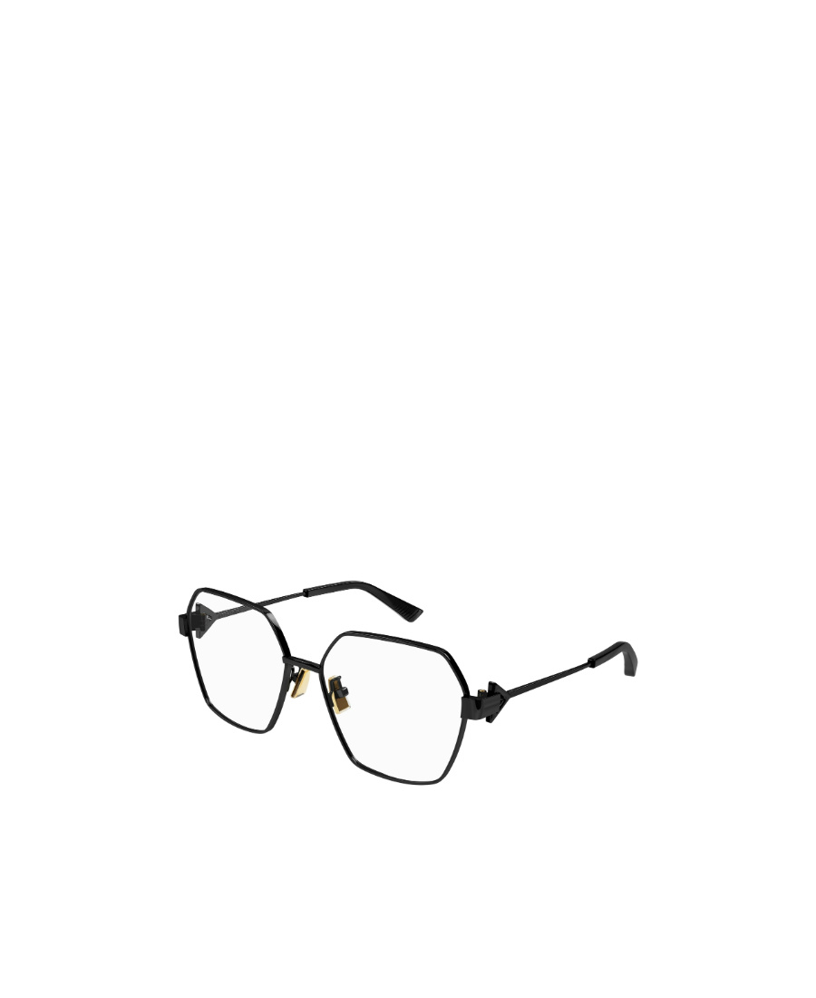 Bottega Veneta Logo-plaque Geometric-frame Glasses In Black
