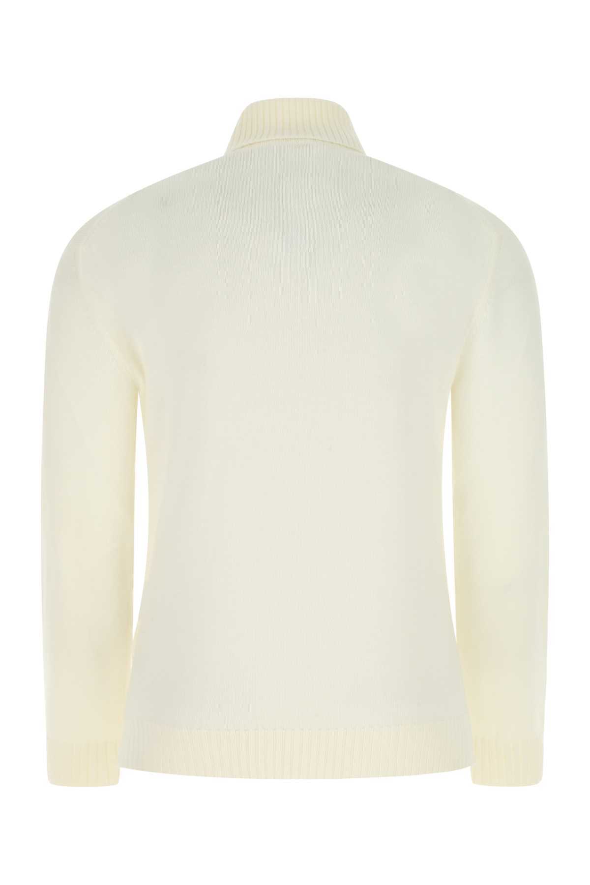 Jil Sander Roll Neck Knitted Sweater In White
