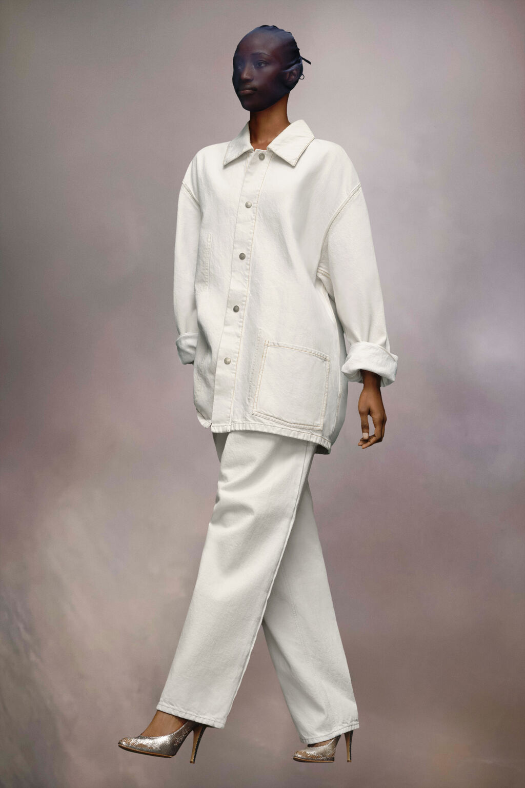 Maison Margiela Man Denim Outerwear Light Grey Size 42 Cotton In White