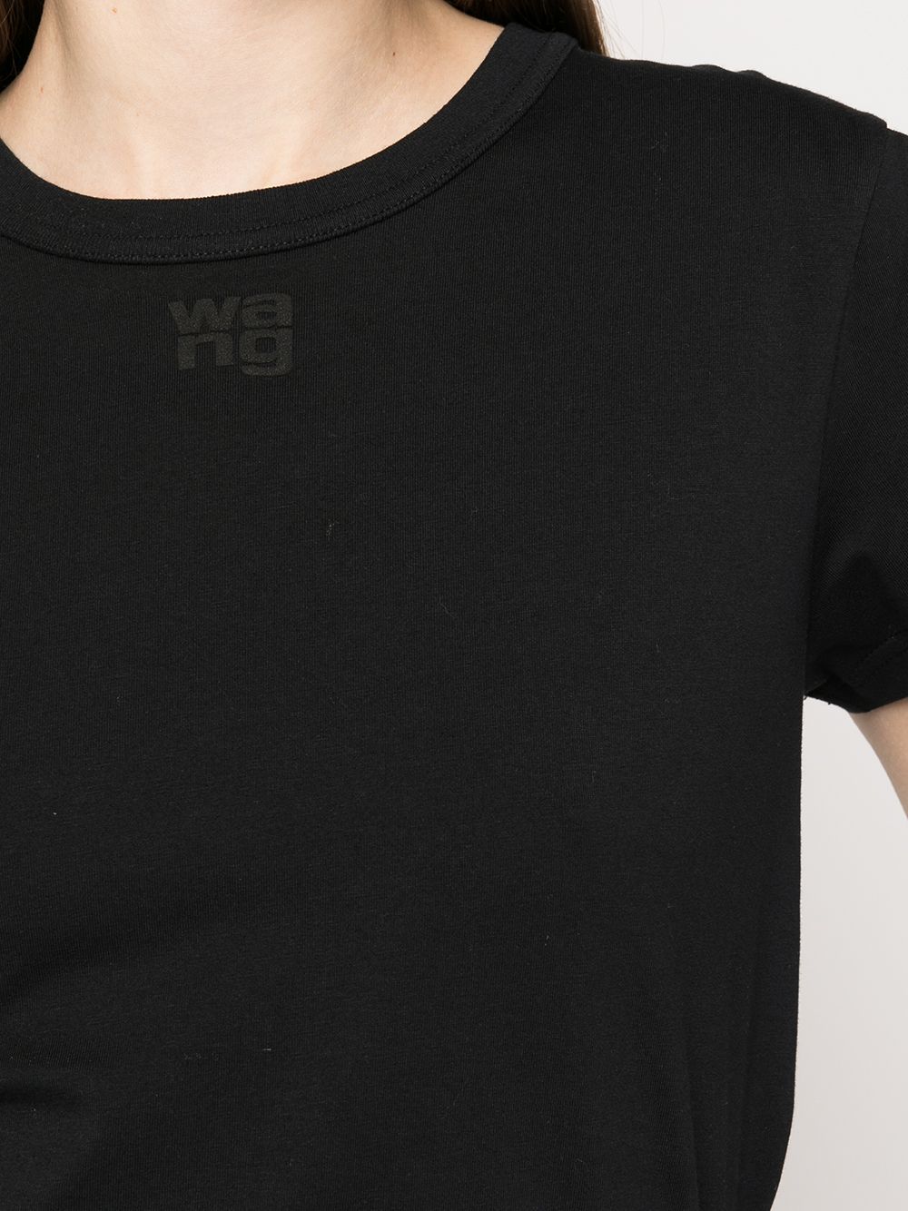 Alexander Wang Essential Jersey Shrunk Tee With Puff Logo And Bound Neck Clothing In Nero