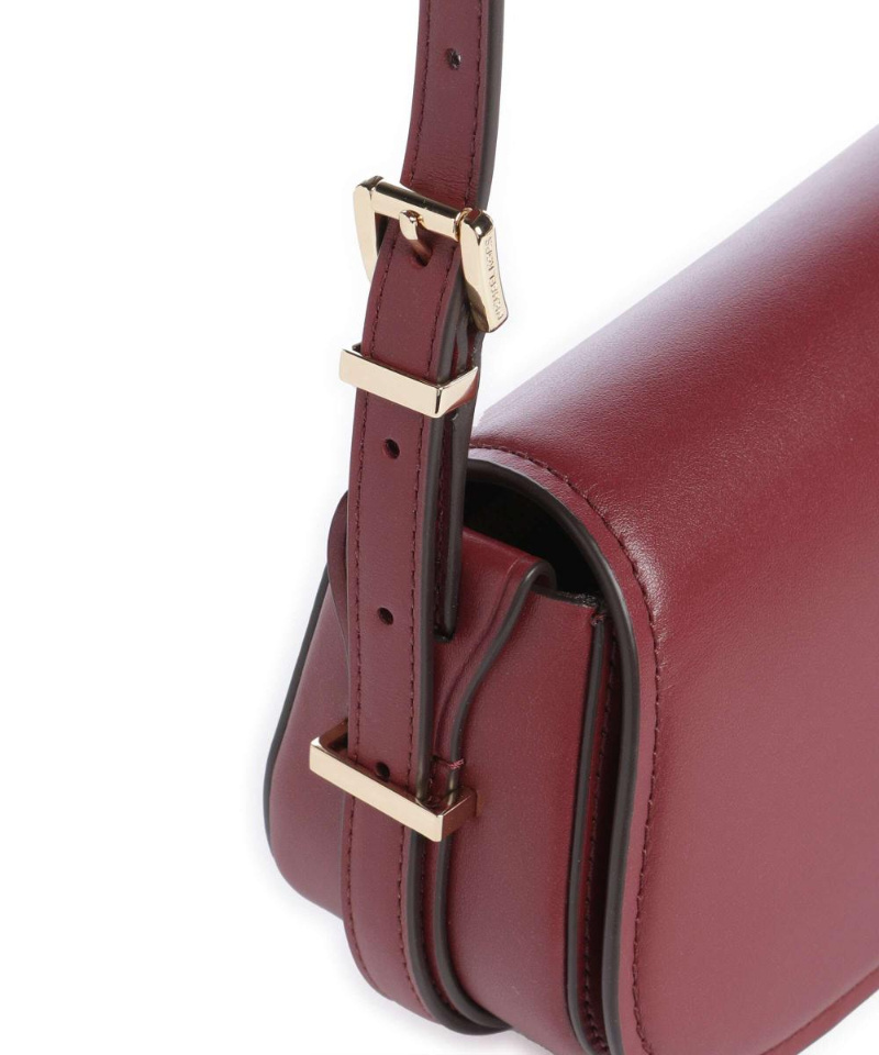 Michael Michael Kors Small Lydia Curved Leather Cross Body Bag In Burgundy