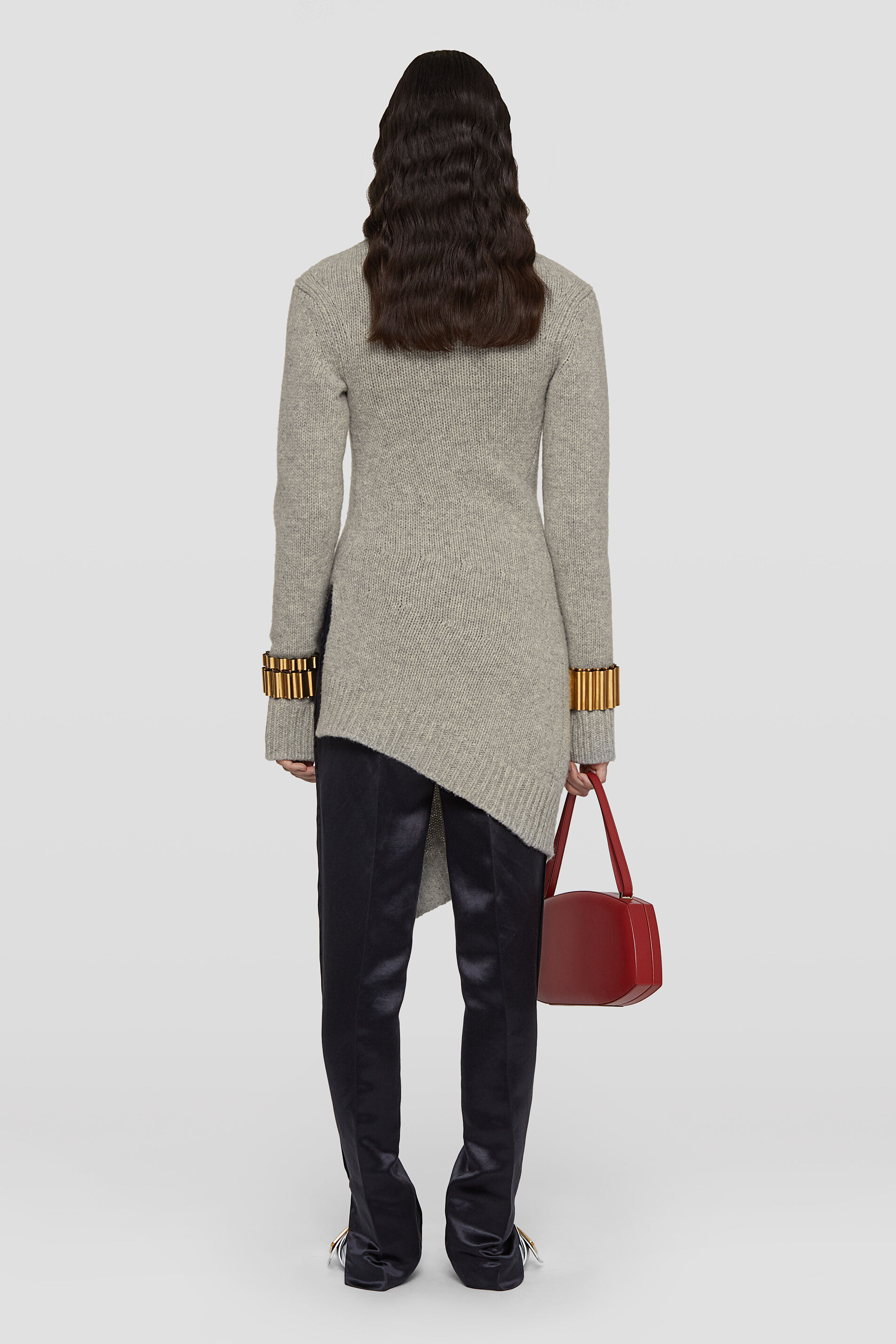 Jil Sander Asymmetric Roll-neck Jumper In Gray