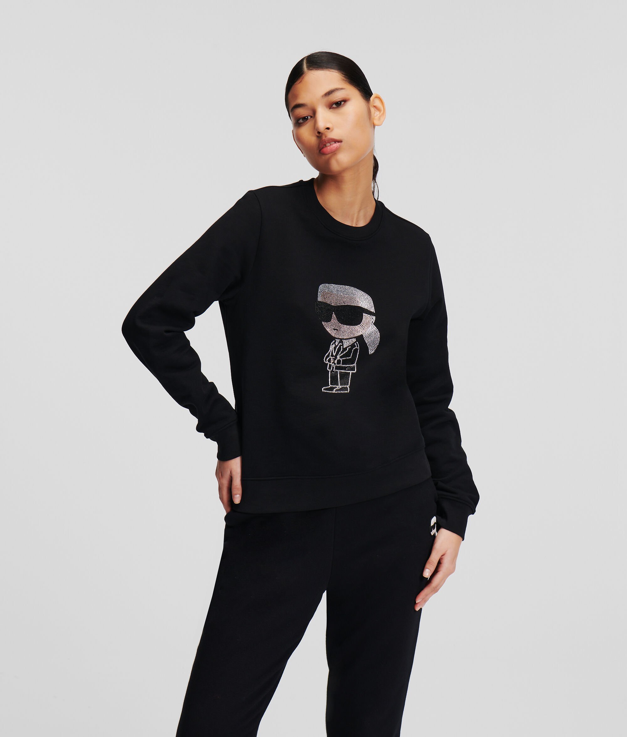Shop Karl Lagerfeld Ikonik Rhinestone-embellished Jumper In Black