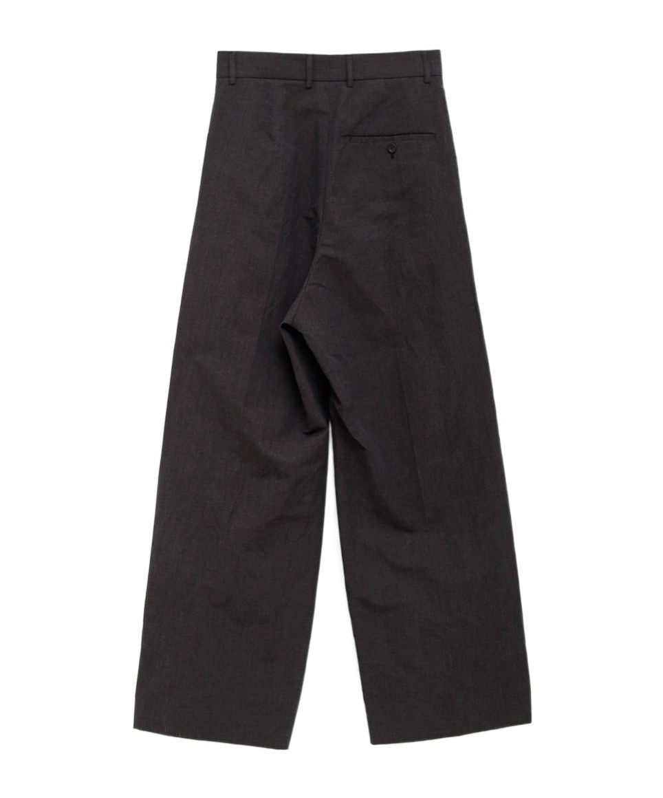 Balenciaga Linen Blend Wide Leg Pant With Belt Loops And Back Pocket In Black