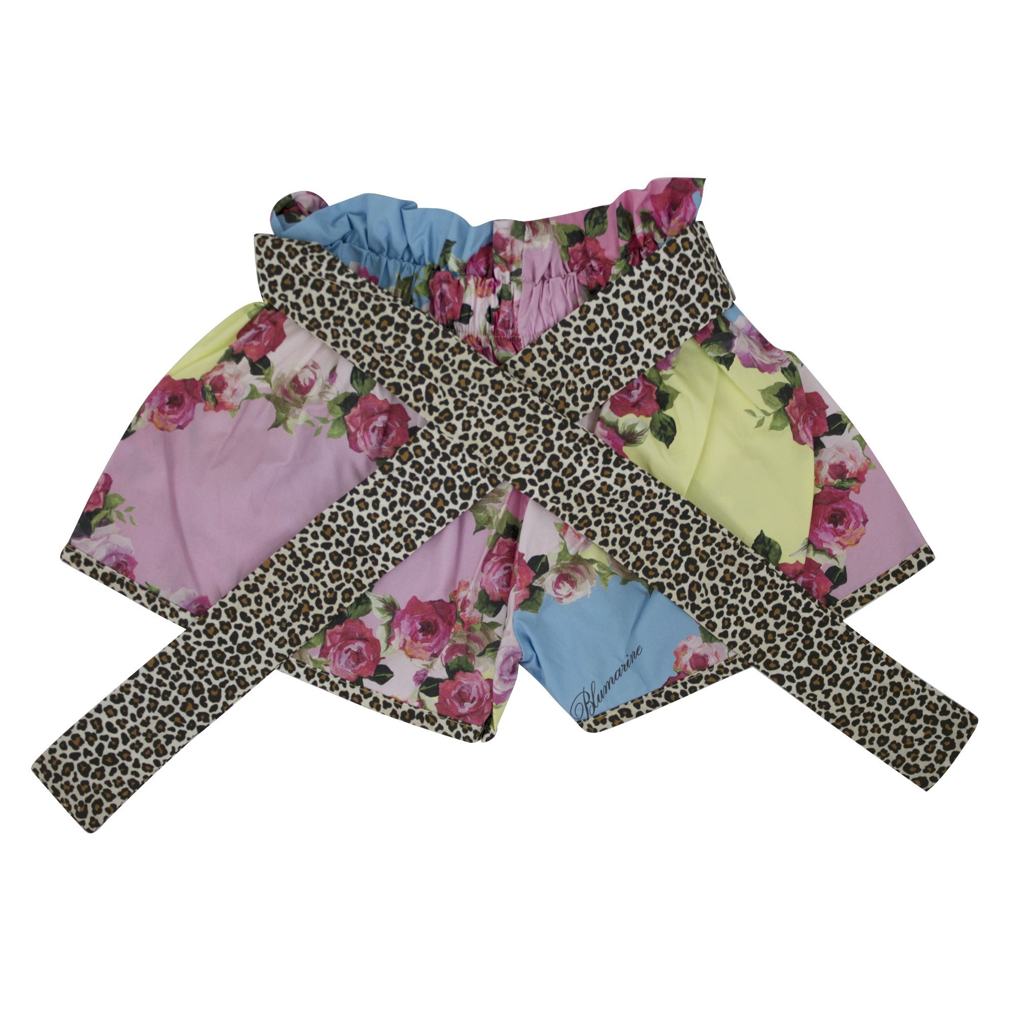 Miss Blumarine Girdle Floral Print Shorts In Multicolor
