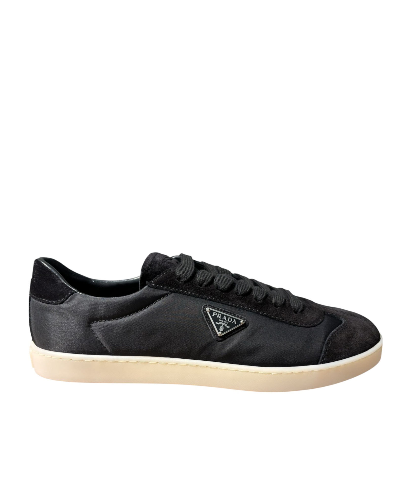 Prada Re-nylon And Suede Leather Sneakers In Black