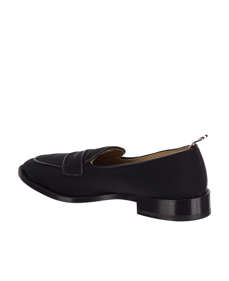 Thom Browne Rwb-stripe Canvas Leather Penny Loafer In Black