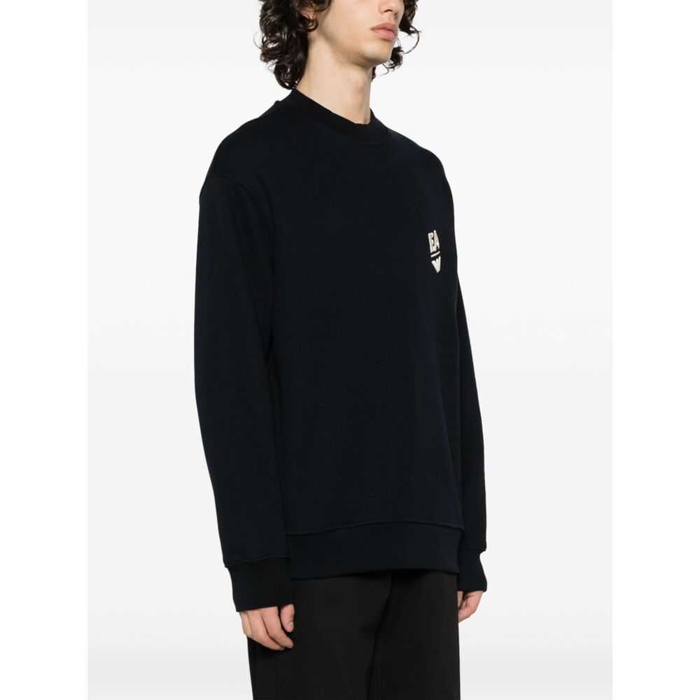 Emporio Armani Logo-embroidered Cotton Sweatshirt In Black
