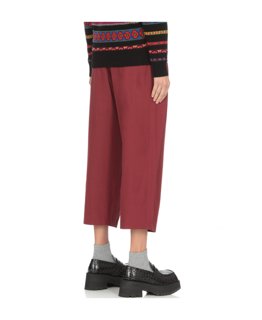 Shop Kenzo Cropped Pleated Trousers In Red