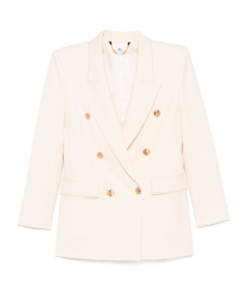 ELISABETTA FRANCHI CONTRASTING-STITCHING VIRGIN-WOOL BLAZER