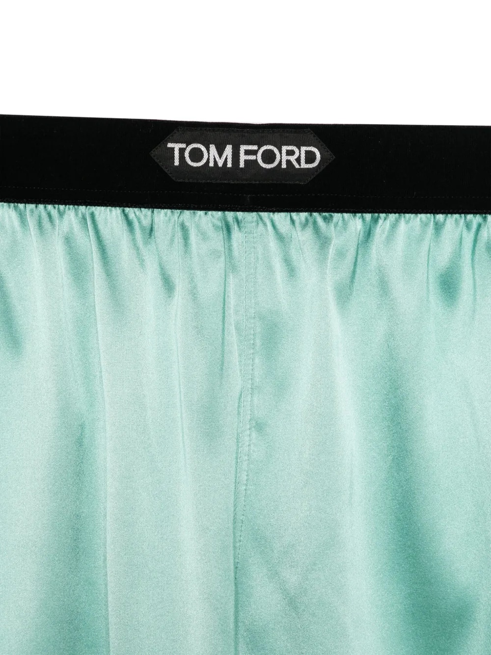Tom Ford Silk Satin Boxer Shorts With Elastic Waistband In Green