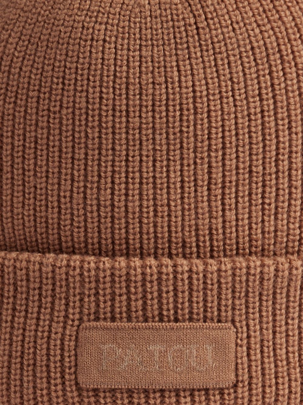 Patou Ribbed Texture Knitted Wool Hat In Brown
