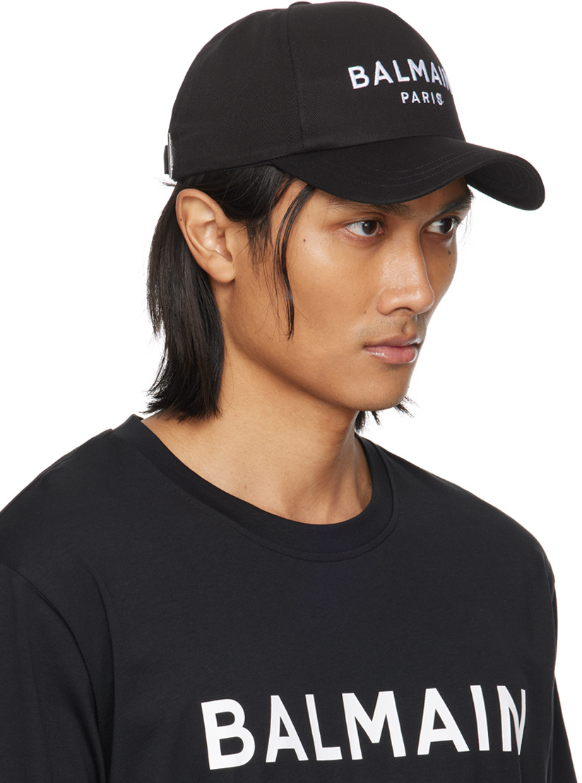 Balmain Logo-embroidered Baseball Cap In Black