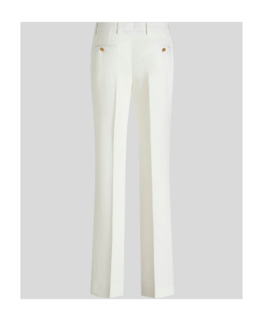 Etro Tailored White Trousers With Flared Hem In White