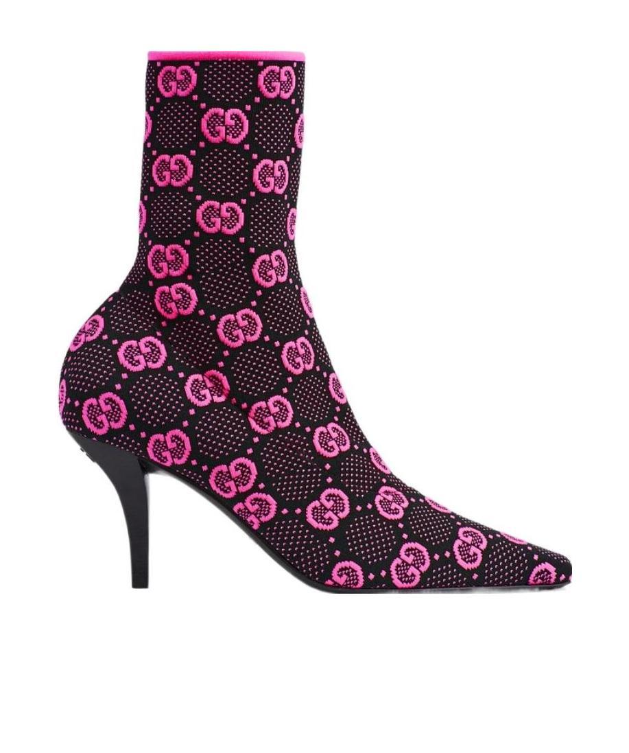 Gucci Stretch Fabric Stiletto Heel Ankle Boots In Black