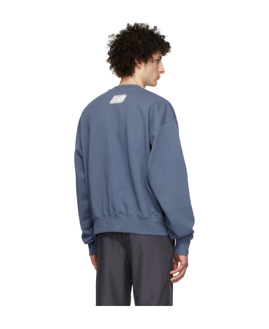 We11 Done Logo-print Cotton Sweatshirt In Blue