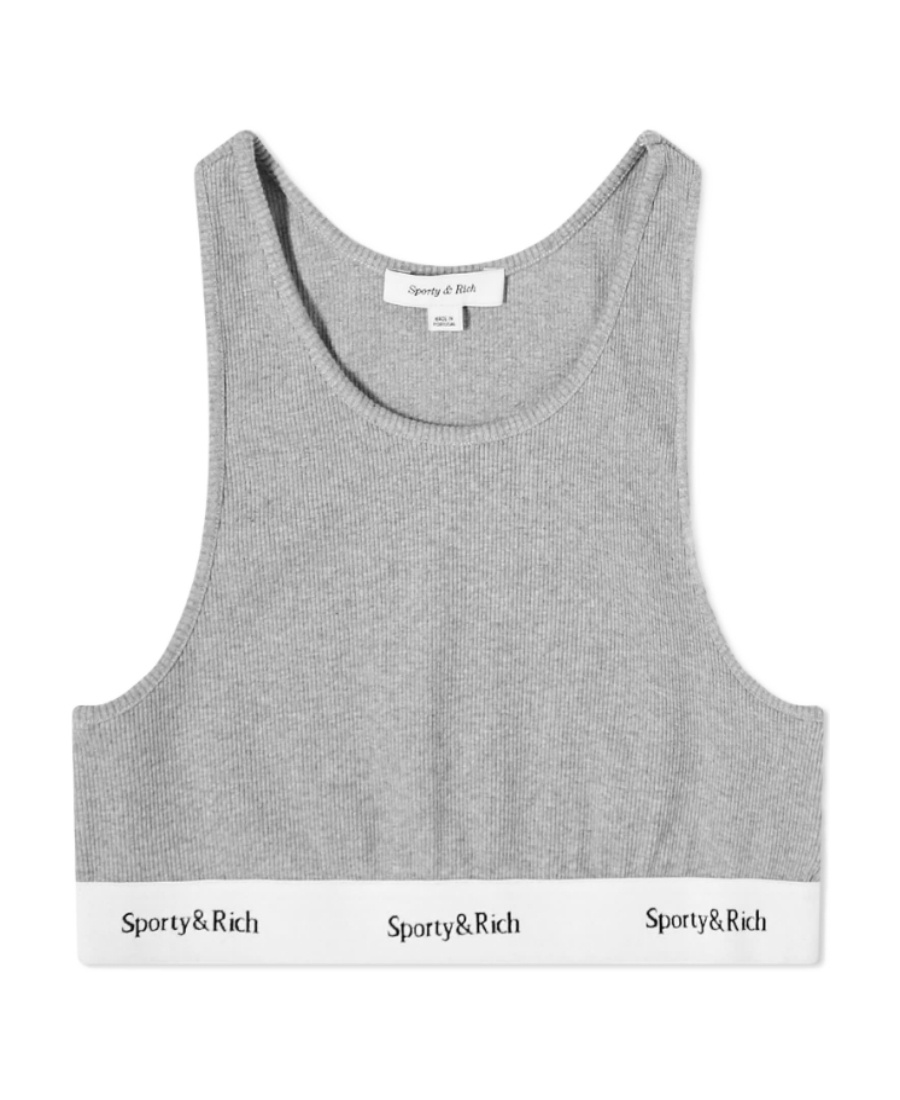Sporty And Rich Gray Serif Tank Top In Gray