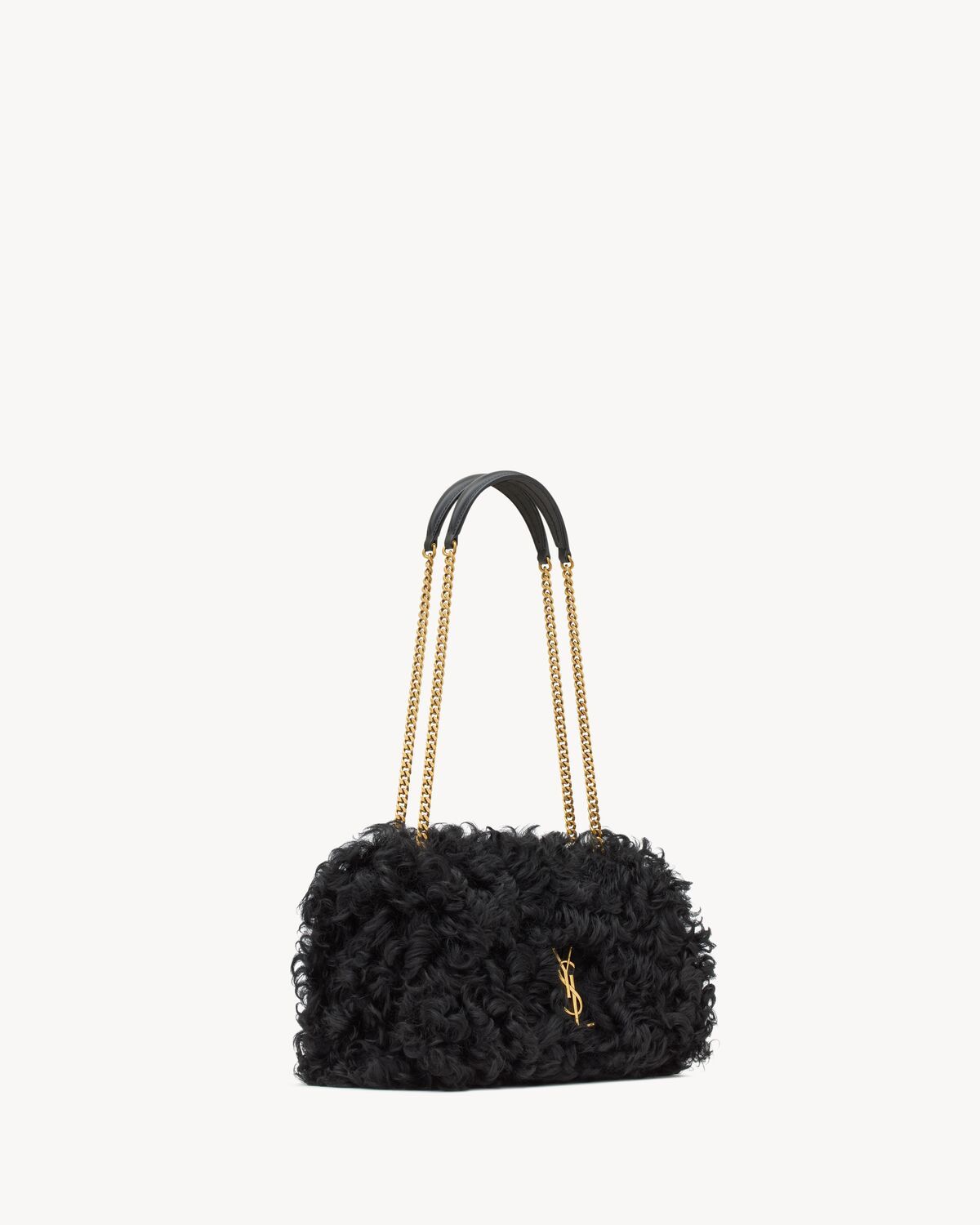 Saint Laurent Jamie Medium In Shearling In Black