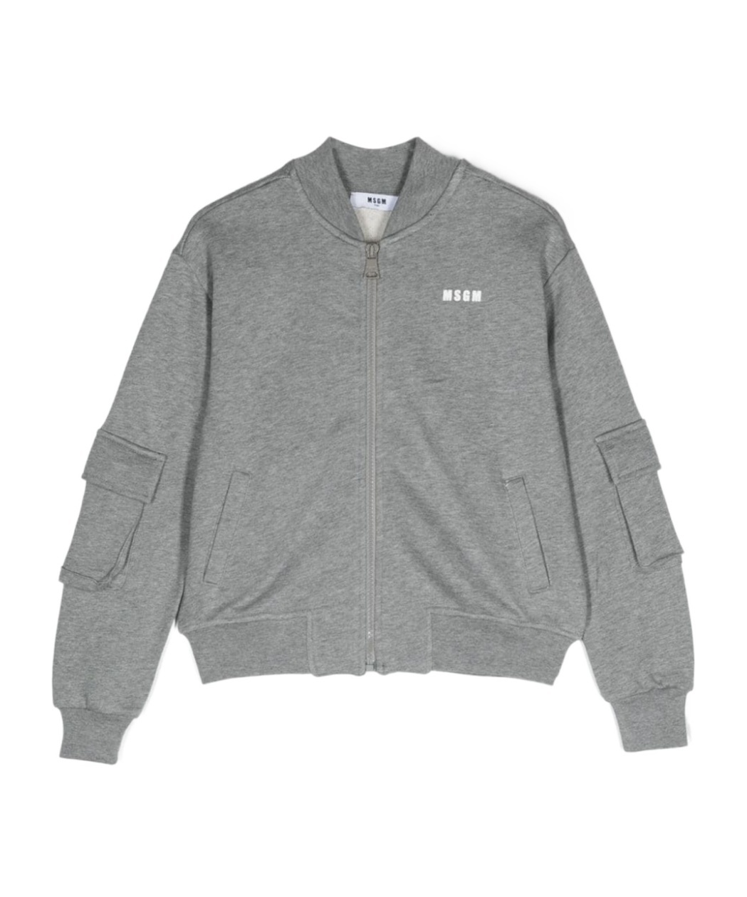 Msgm Fleece Bomber Jacket In Gray