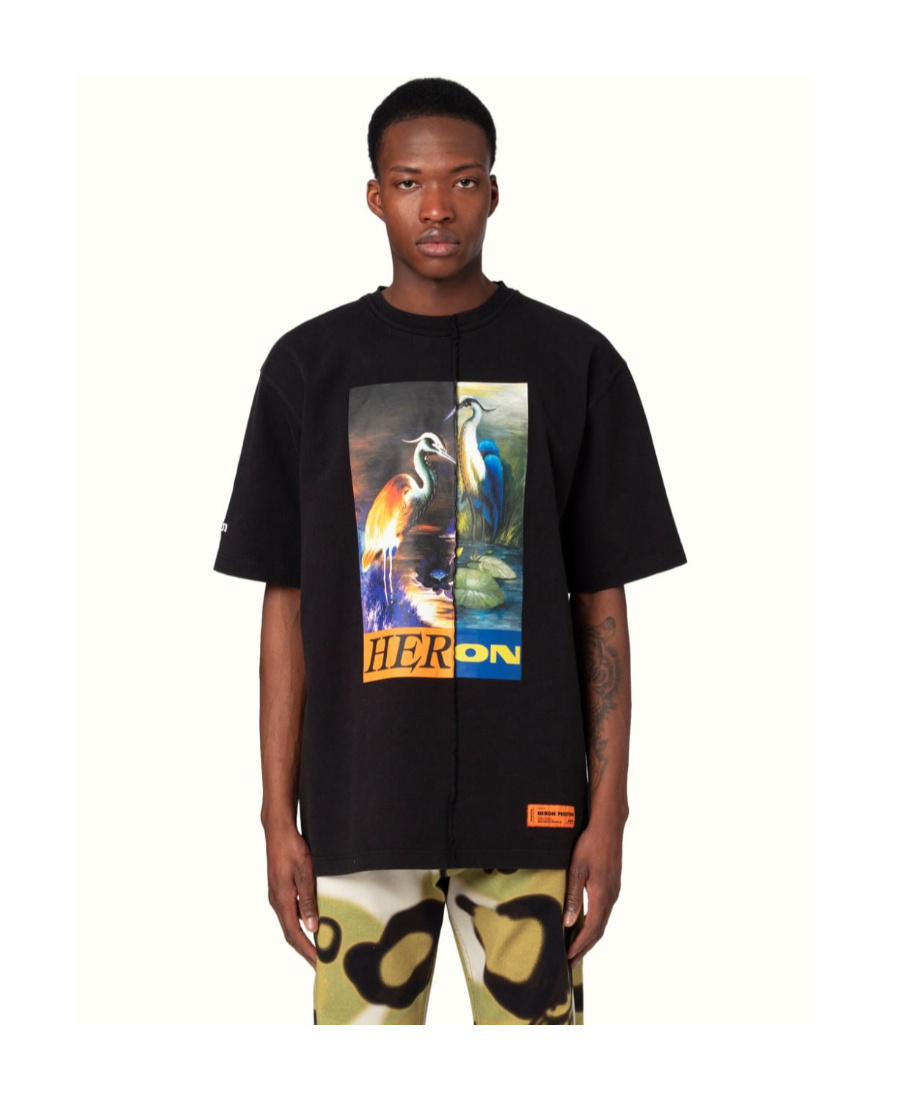 Shop Heron Preston Ss Tee Os Split Herons Black Orange