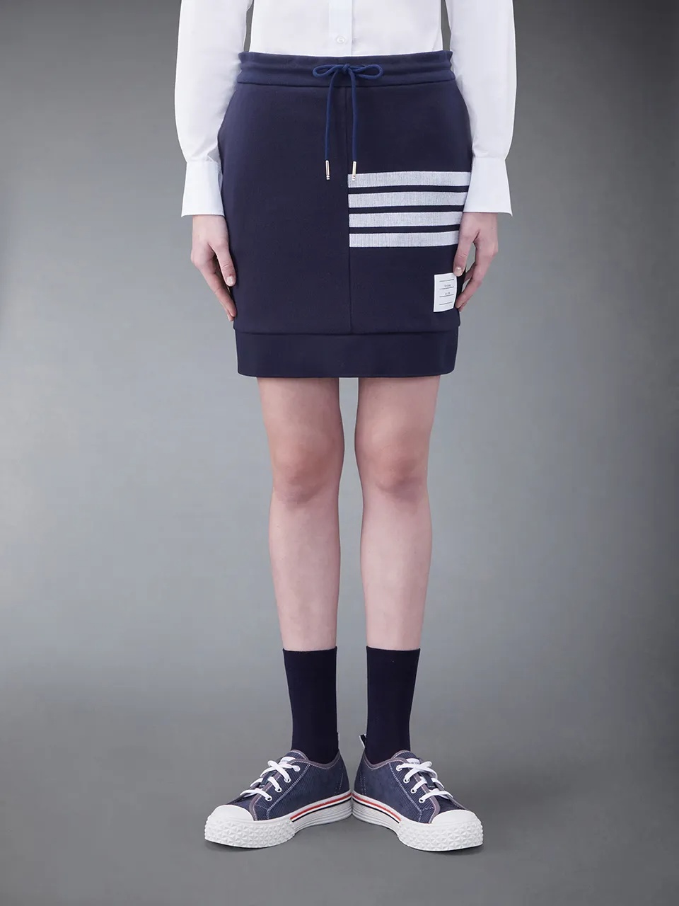 Thom Browne 4-bar Stripes Drawstring Skirt In Black