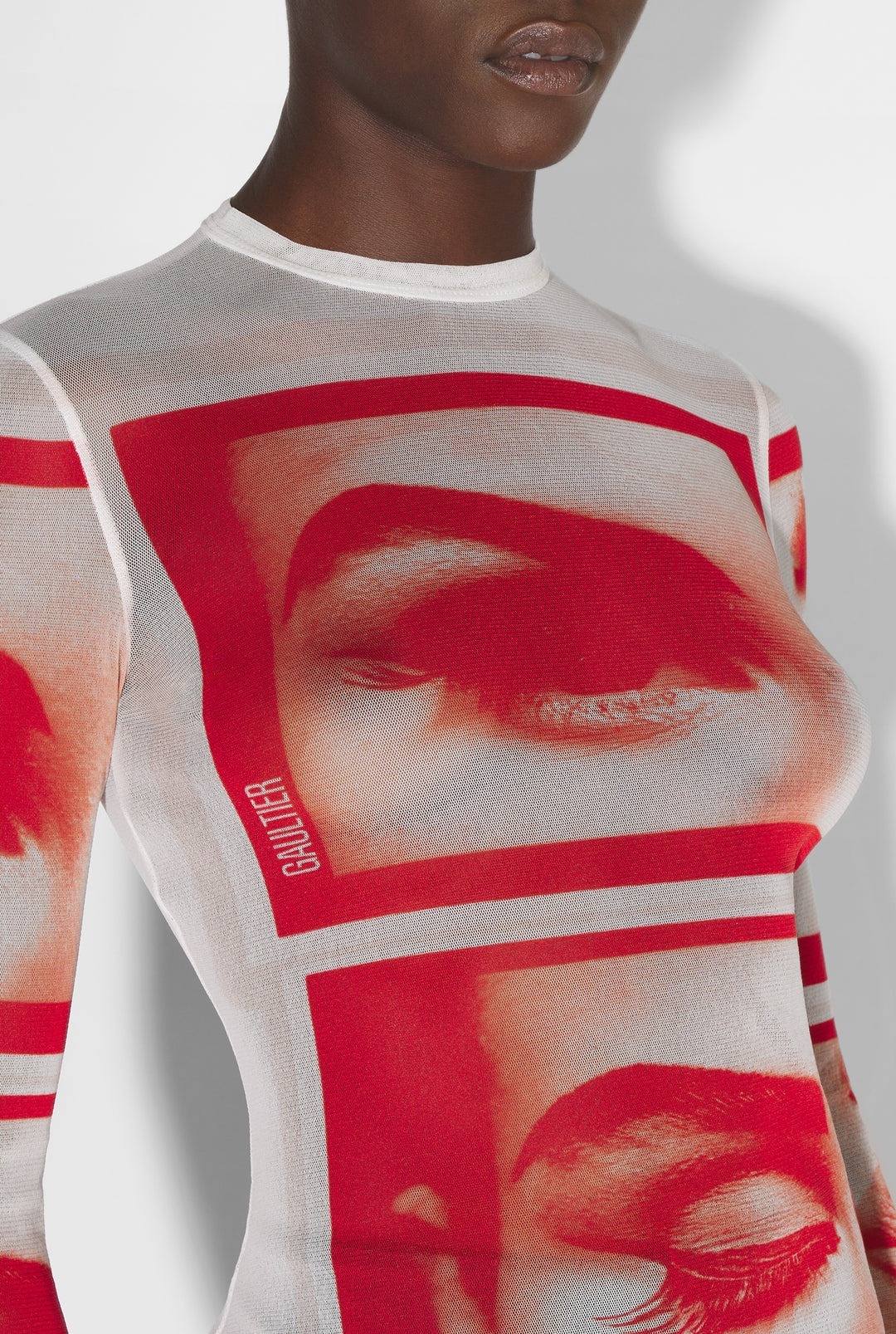 Jean Paul Gaultier Eyes And Lips Top In White